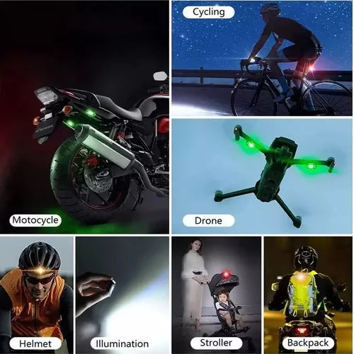 LUZ AVION 7 COLORES PARA MOTO BICICLETA CASCO LUZ NOCTURNA